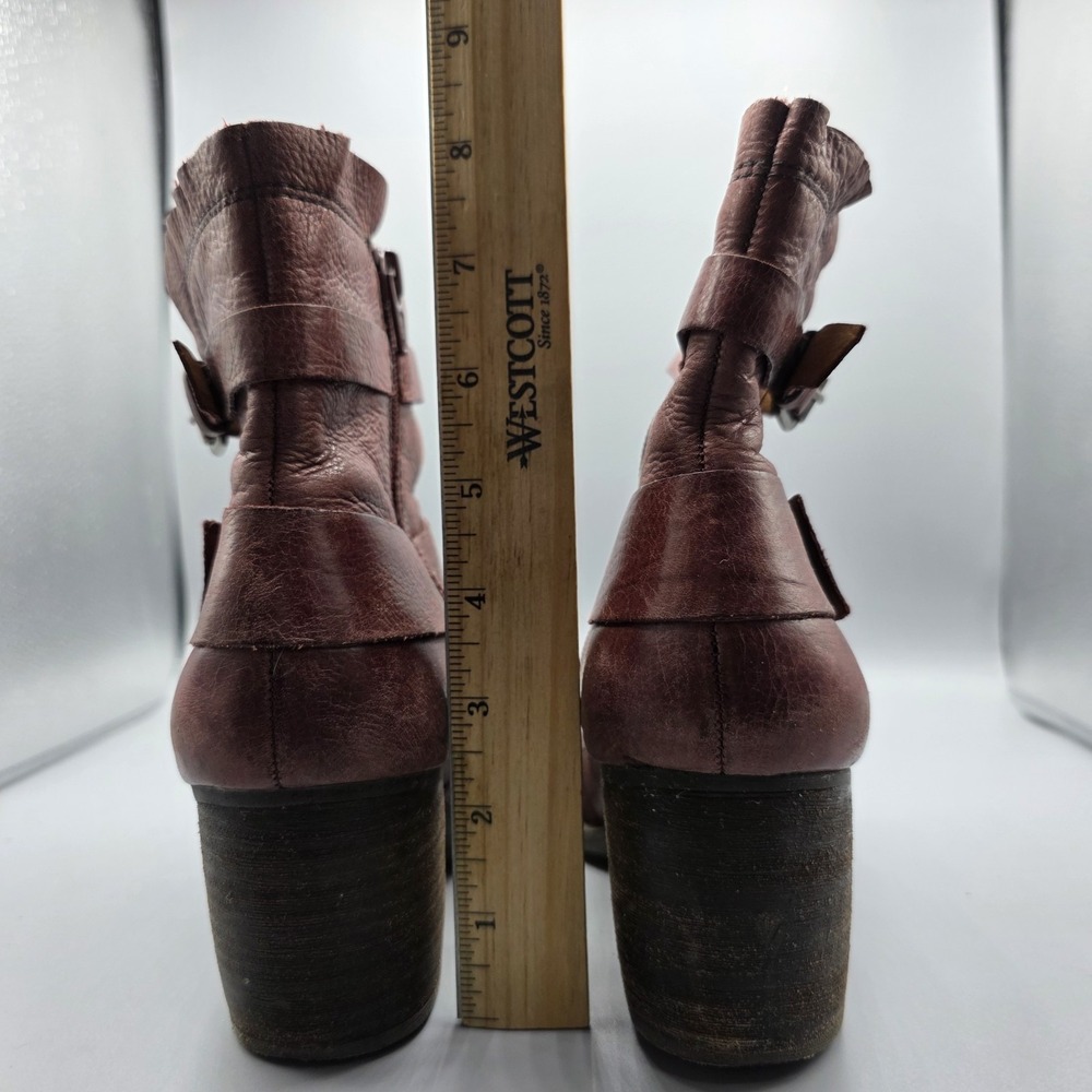 Naya Virtue Boots Women 8 Oxblood Bordo Leather Ankle Western Boho Anthropologie - Picture 12 of 14